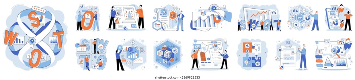 Analysis tool. Business intelligence. Vector illustration Analytic tools enable datexploration and pattern recognition Finance management is crucial for business sustainability Optimization improves