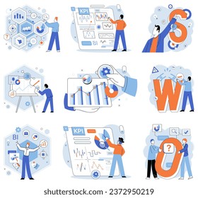 Analysis tool. Business intelligence. Vector illustration Optimization improves operational efficiency and resource allocation Search engine algorithms determine online visibility and traffic