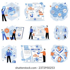 Analysis tool. Business intelligence. Vector illustration Financial analysis assesses profitability and financial stability Graphic design enhances brand identity and visual communication Analytic