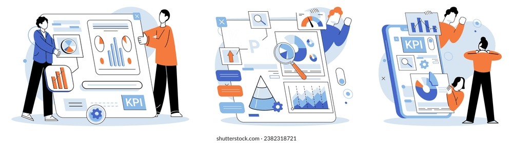 Analysis tool. Business intelligence. Vector illustration Digital platforms provide opportunities for business expansion Diagrams help in visualizing complex information and processes Statistics offer