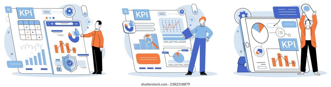 Analysis tool. Business intelligence. Vector illustration Statistics offer valuable insights into business performance Financial analysis helps in assessing financial health business Graphic