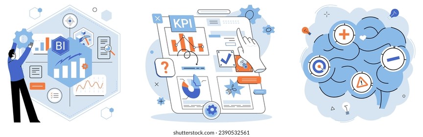 Analysis tool. Business intelligence. Vector illustration Datanalysis uncovers patterns and trends Technology drives business innovation and productivity Infographics simplify complex information