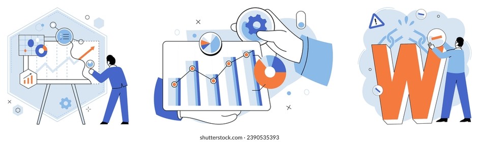 Analysis tool. Business intelligence. Vector illustration Finance plays critical role in business operations Optimization improves efficiency and cost-effectiveness Search engine optimization enhances