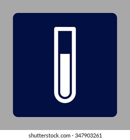 Analysis Tube vector icon. Style is flat rounded square button, white and dark blue colors, silver background.