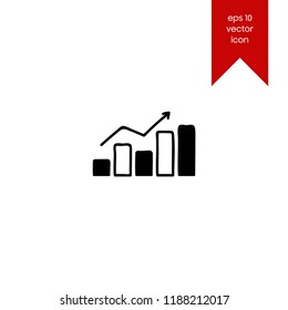 Analysis, upward arrow, chart, diagram vector icon