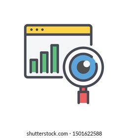 Analysis Vector Icon, Illustration Style outline Filled 