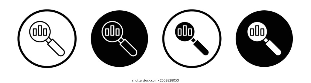 Analysis vector icon set black filled and outlined style.