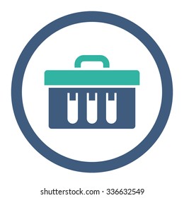 Analysis vector icon. Style is bicolor flat rounded symbol, cobalt and cyan colors, rounded angles, white background.