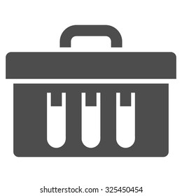 Analysis vector icon. Style is flat symbol, gray color, rounded angles, white background.