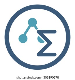 Analysis vector icon. This flat rounded symbol uses cyan and blue colors and isolated on a white background.