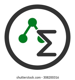 Analysis vector icon. This flat rounded symbol uses green and gray colors and isolated on a white background.