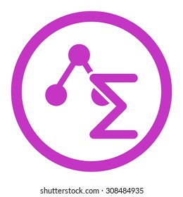 Analysis vector icon. This flat rounded symbol uses violet color and isolated on a white background.