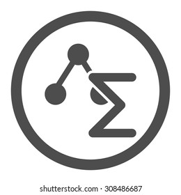Analysis vector icon. This flat rounded symbol uses gray color and isolated on a white background.