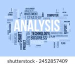 Analysis word cloud template. Business model concept vector background.