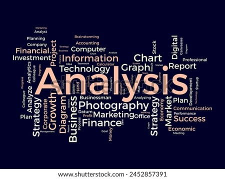 Analysis word cloud template. Business model concept vector background.
