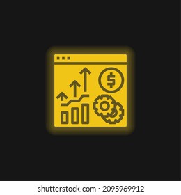 Analysis yellow glowing neon icon