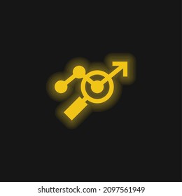 Analysis yellow glowing neon icon