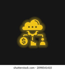 Analysis yellow glowing neon icon