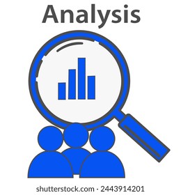 Analysisi, magnifying search, website icon, vector illustration.