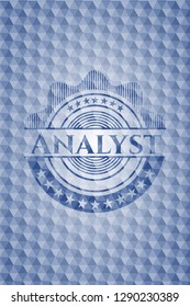 Analyst blue polygonal badge.