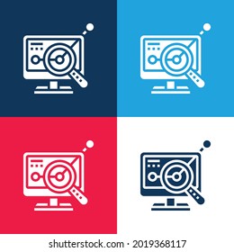 Analyst blue and red four color minimal icon set