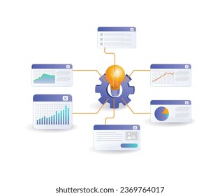 Analyst business idea infographic flat illustration concept