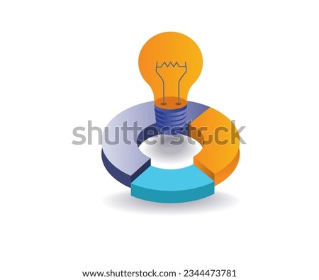 Analyst business idea pie chart flat and isometric illustration