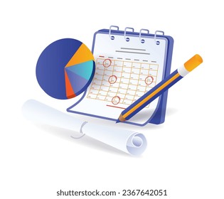 Analyst business plan calendar flat illustration