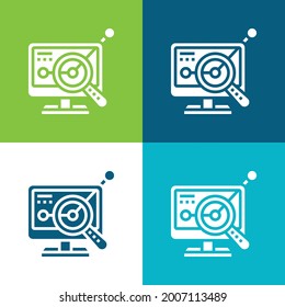 Analista Plano cuatro colores conjunto mínimo de iconos