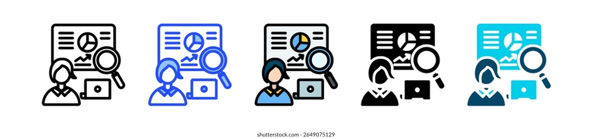 Colección de iconos de analista con varios estilos