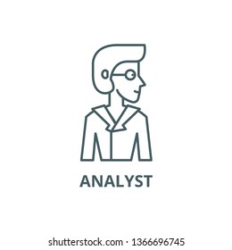 Analyst line icon, vector. Analyst outline sign, concept symbol, flat illustration