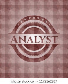 Analyst red polygonal badge. Seamless.