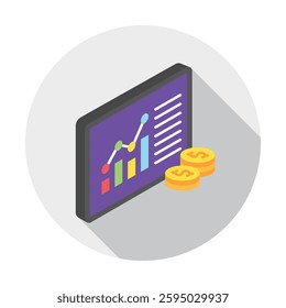 Analyst rounded isometric 3d, mini illustration icon, use for modern concept, UI or UX kit, web and app development. related to business, finance, economy..