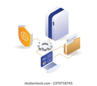 Analyst server data security mechanisms flat illustration concept