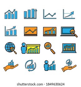 Analyst set flat icon. Business icon. Design template vector