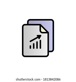 Icono de vector de degradado de color de archivos, análisis, negocio