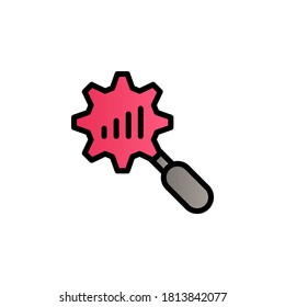 Analystics, setting, magnifier color gradient vector icon