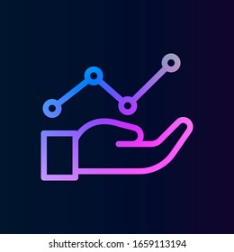 Analytics, Statistiken, Arm, speichern Sie nolan Symbol. Einfache dünne Linie, Vektorillustration von Projektmanagement-Symbolen für i und ux, Website oder mobile Applikationen