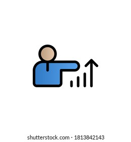 Analystics, up, worker color gradient vector icon