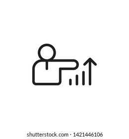 analystics, up, worker icon. Simple thin line, outline vector of Project Management icons for UI and UX, website or mobile application