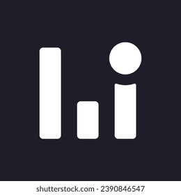 Analytic app notification dark mode glyph ui icon. Financial management. User interface design. White silhouette symbol on black space. Solid pictogram for web, mobile. Vector isolated illustration