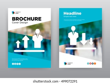 Analytic Blue Target Employee Minimalist Trend Business Corporate Social Life annual report brochure flyer design template stock vector, Leaflet abstract flat background, layout A4 size, EPS, 2016
