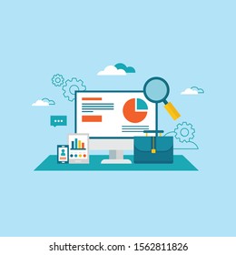 analytic business graph on monitor concept