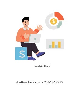 Analytic Chart  concept vector illustration. Business Collaboration isolated on white Background.