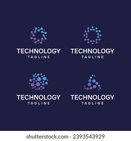 analytic, cyber, data, pixel, dot technology logo design inspirations