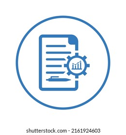 Analytic, document, sheet icon. Blue color design.