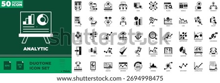 Analytic Duotone Editable Icons set. Vector illustration in modern thin duotone style of medical icons: analysis, research, strategy, etc
