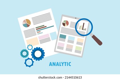 Analytic finance graph report and business investment planning concept. Concept of line icon