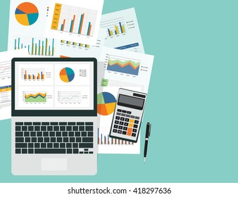  analytic graph in device with report paper concept and  business  planning investment concept.
