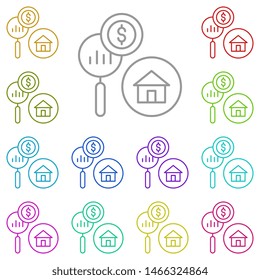 Analytic, home, dollar multi color icon. Simple thin line, outline vector of saving money icons for ui and ux, website or mobile application